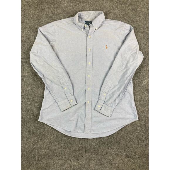 Ralph Lauren Men's Large Custom Fit Button-Down Shirt Blue Oxford Long Sleeve - Picture 1 of 13